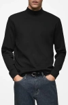 Mango Long Sleeve Cotton Mock Neck T-shirt In Black