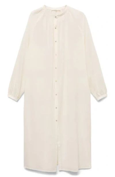 Mango Long Sleeve Cotton Nightgown In Neutral