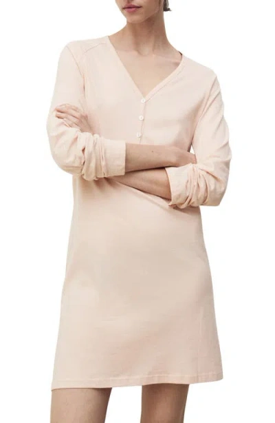 Mango Long Sleeve Cotton Nightgown In Salmon