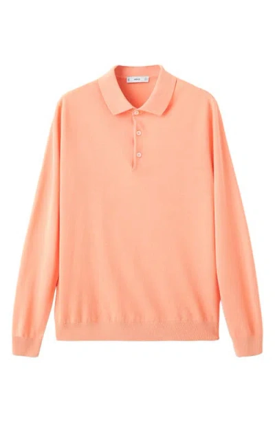 Mango Long Sleeve Cotton Polo In Neutral