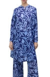 Mango Cotton Two-tone Printed Tunic Blue In Blue