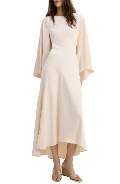 Mango Long Sleeve Flare Satin Maxi Dress In Pink