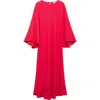 Mango Long Sleeve High Low Maxi Dress In Fuchsia