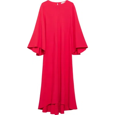 Mango Long Sleeve High Low Maxi Dress In Fuchsia
