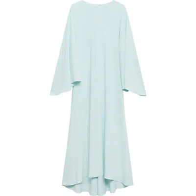 Mango Long Sleeve High Low Maxi Dress In Sky Blue