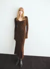 Mango Long Sleeve Leopard Dress In Animal Print