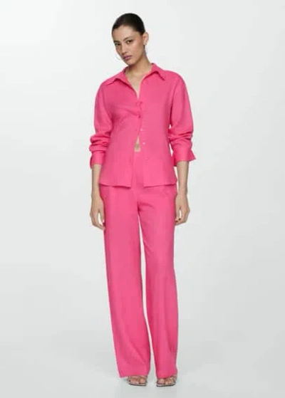 Mango Long Sleeve Lyocell Shirt Pink