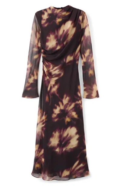 Mango Long Sleeve Maxi Dress In Burgundy