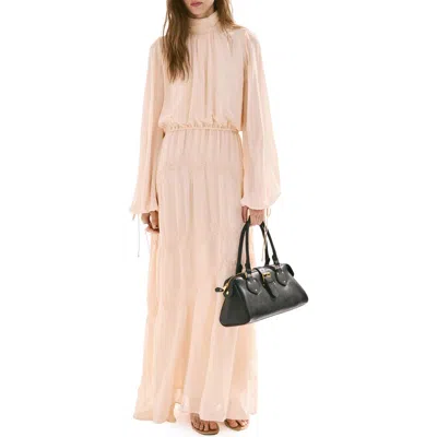 Mango Long Sleeve Maxi Dress In Neutral