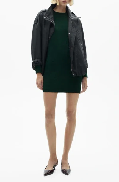 Mango Long Sleeve Mini Sweater Dress In Green