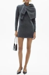 Mango Long Sleeve Mini Sweater Dress In Grey