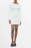 Mango Long Sleeve Open Back Knit Minidress In White