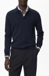 Mango Wool Sweater Polo In Black