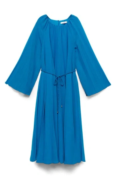 Mango Long Sleeve Pleat Midi Dress