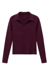 Mango Long Sleeve Polo Sweater In Burgundy