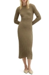 Mango Ribbed Knit Dress Khaki In Beige-kh