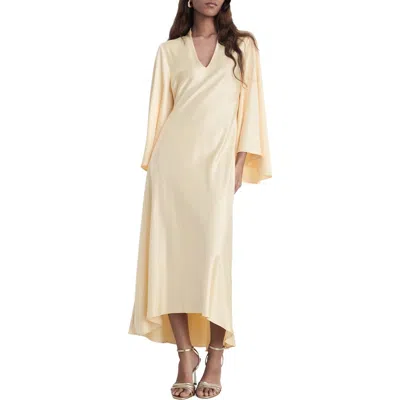 Mango Long Sleeve Satin Maxi Dress In Gold