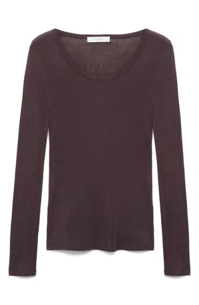Mango Long Sleeve Sleep T-shirt In Brown
