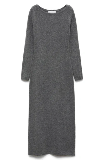 Mango Long Sleeve Sweater Dress In Medium Heather Grey
