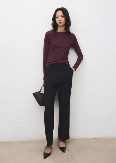 Mango Long Sleeve T-shirt Burgundy
