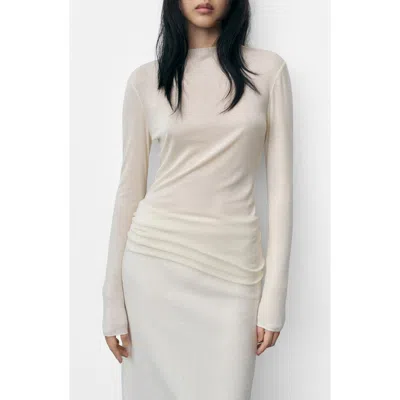 Mango Long Sleeve T-shirt In Ecru