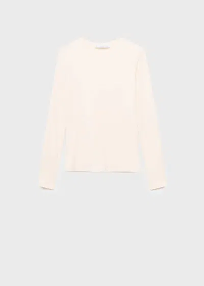 Mango Long Sleeve T-shirt Ecru In White