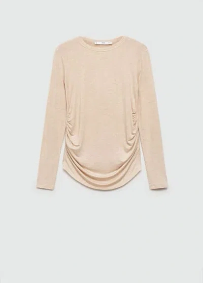 Mango Long-sleeve T-shirt With Ruffles Sand