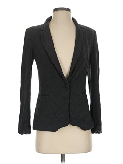 Pre-owned Mango Long Sleeve Top Gray Plunge Neckline Tops