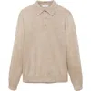 Mango Long Sleeve Wool Polo Sweater In Beige