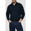 Mango Long Sleeve Wool Polo Sweater In Dark Navy