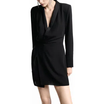 Mango Long Sleeve Wrap Dress In Black