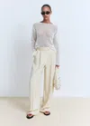 Mango Long-sleeved Crochet Sweater White