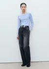 Mango Long-sleeved Fine-knit Sweater Sky Blue