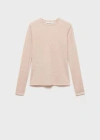Mango Long-sleeved Lurex T-shirt Beige