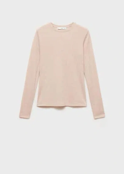 Mango Long-sleeved Lurex T-shirt Beige