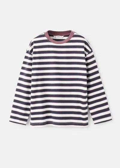 Mango Kids' Long-sleeved Striped T-shirt Cherry In Red