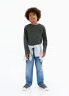 Mango Kids' Long-sleeved T-shirt With Pocket Dark Green