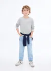 Mango Long-sleeved T-shirt With Pocket Medium Heather Grey In Gray