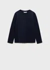 Mango Kids' Long-sleeved T-shirt With Pocket Navy In Blue