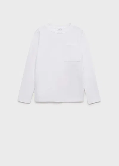 Mango Kids' Long-sleeved T-shirt With Pocket White
