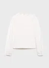 Mango Long-sleeved T-shirt With Ruffles Off White In White