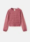 Mango Kids' Long-sleeved T-shirt With Ruffles Strawberry In Pink