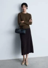 Mango Long-sleeved Wool Sweater Chocolate In Chocolate