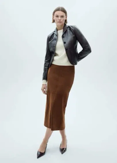 Mango Long-sleeved Wool Sweater Ecru In Ecru