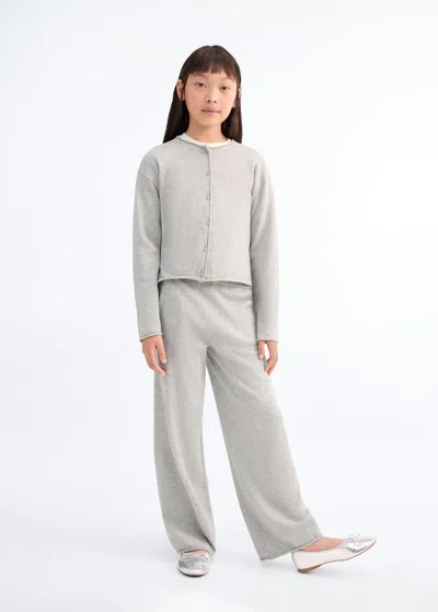 Mango Kids' Long Sleeves Knit Cardigan Light Heather Grey In Gray