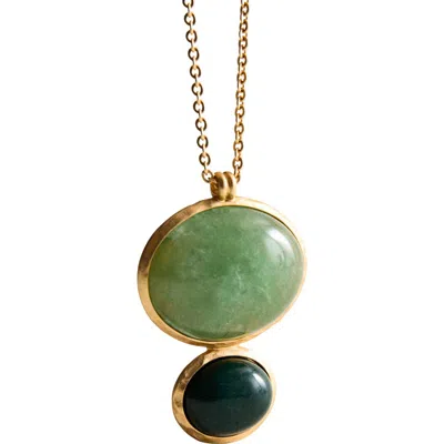 Mango Long Stone Necklace In Green