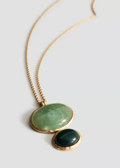 Mango Long Stone Pendant In Gold