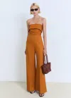 Mango Foldover Strapless Jumpsuit