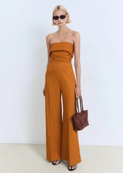 Mango Combi-pantalon Bustier Marron - Femme - L -