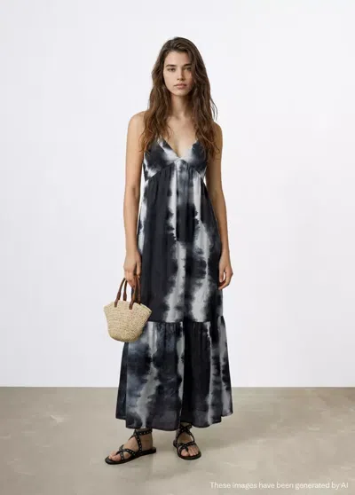 Mango Long Tie-dye Dress In Charcoal